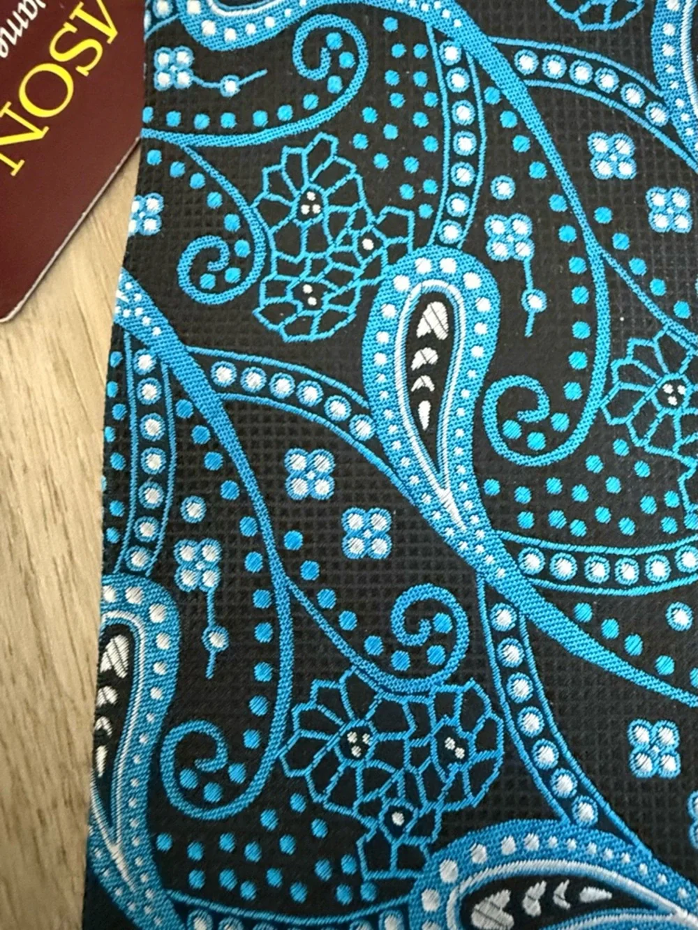 Krimson Black and Light Blue Paisley Silk Tie